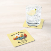 Retro Classic Blue Car Wüste Rechteckiger Pappuntersetzer (Vor Ort)