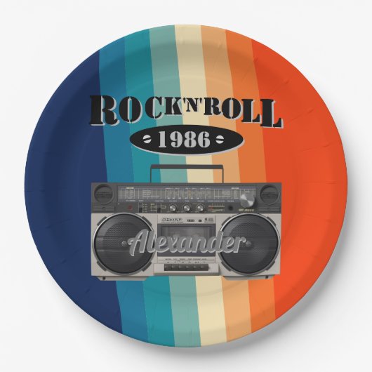 Retro Classic Boom Box Rock'n'Roll Musik Vintag Pappteller (Vorderseite)