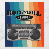 Retro Classic Boom Box Rock'n'Roll Musik Vintag Weinetikett (Einzelnes Label)