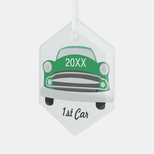Retro Classic Car 1st Car Keepake Ornament Aus Glas (Vorderseite Links)