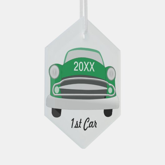 Retro Classic Car 1st Car Keepake Ornament Aus Glas (Vorderseite Rechts)