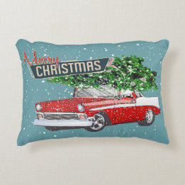 Retro Classic Car Frohe Weihnachtsfeier Neues Jahr Dekokissen
