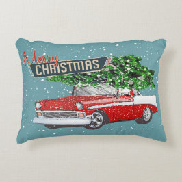Retro Classic Car Frohe Weihnachtsfeier Neues Jahr Dekokissen