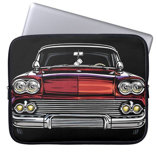 Retro Classic Car Front Dice Pop Art Print Laptopschutzhülle (Vorderseite)
