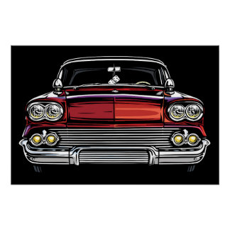 Retro Classic Car Front Dice Pop Art Print Poster