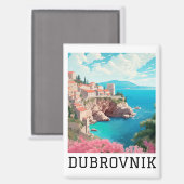 Retro Classic Dubrovnik Kroatien Magnet (Vorderseite/Rückseite)