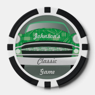 Retro Classic Green Personalisiert Car Pokerchips