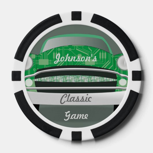 Retro Classic Green Personalisiert Car Pokerchips (Vorderseite)