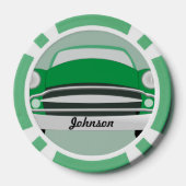 Retro Classic Green Personalisiert Car Pokerchips (Rückseite)