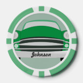 Retro Classic Green Personalisiert Car Pokerchips (Vorderseite)