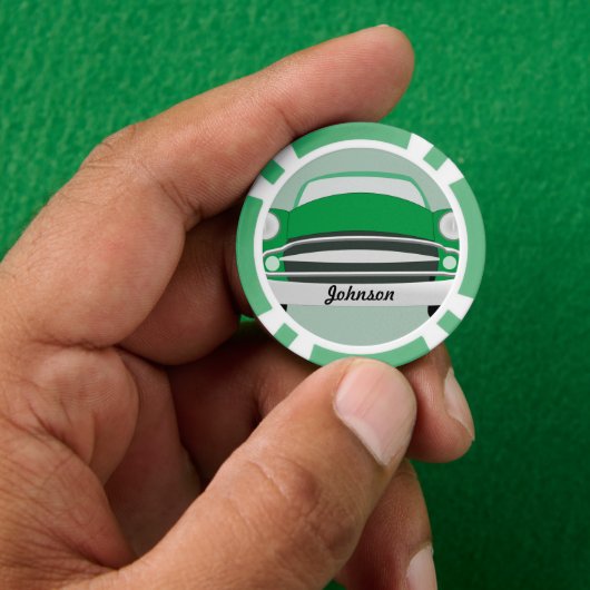 Retro Classic Green Personalisiert Car Pokerchips (Hand)
