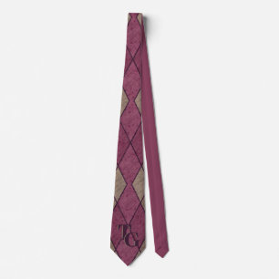 Retro Classic Lila Diamant Argyle Monogramm Krawatte