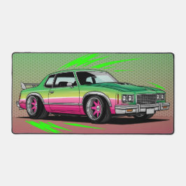 Retro Classic Lowrider, farbenfroh grün & rosa Schreibtischunterlage