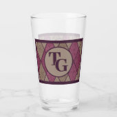Retro Classic Monogramm der Lila Diamond-Raute Glas (Rückseite)