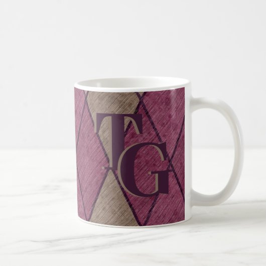 Retro Classic Monogramm der Lila Diamond-Raute Kaffeetasse (Rechts)
