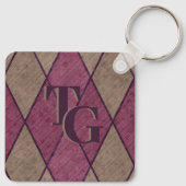 Retro Classic Monogramm der Lila Diamond-Raute Schlüsselanhänger (Rückseite)