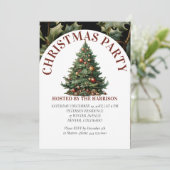 Retro Classic Niedlich Watercolor Weihnachtsbaum Einladung (Stehend Vorderseite)