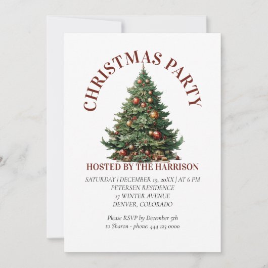 Retro Classic Niedlicher Weihnachtsbaum Einladung (Vorderseite)