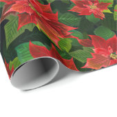 Retro Classic Poinsettia Weihnachtsgeschenk Geschenkpapier (Rolleneckpunkt)