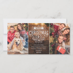 Retro Classic Rustic Holz Frohe Weihnachtsgrüße Feiertagskarte