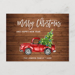 Retro Classic Rustikaler Weihnachts-Roter Lkw-Urla Postkarte