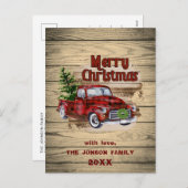 Retro Classic Rustikaler Weihnachtsroter LKW Feiertagspostkarte (Vorne/Hinten)