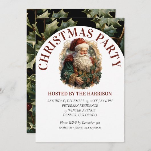 Retro Classic Santa Claus Einladung (Vorne/Hinten)