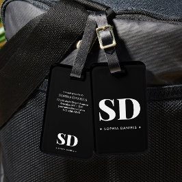 Retro Classic Schwarz-weißes Rezept für Monogramm Gepäckanhänger