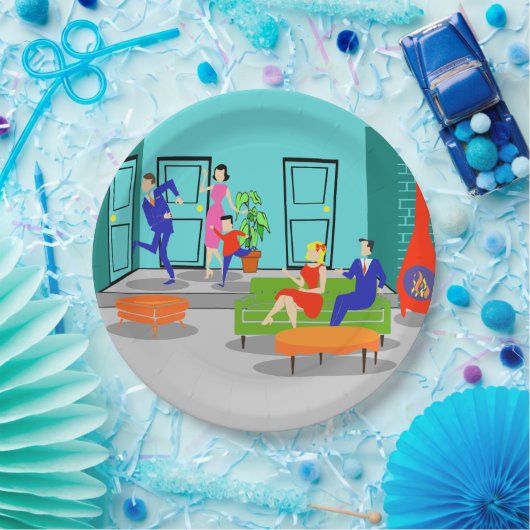 Retro Classic Television Paper Plate Pappteller (Party)