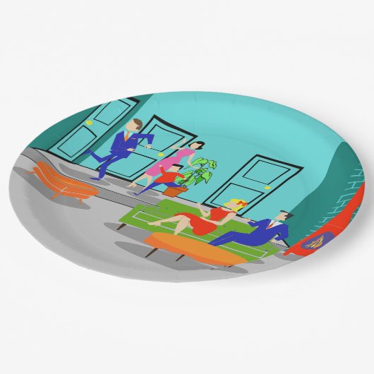 Retro Classic Television Paper Plate Pappteller (Schrägansicht)