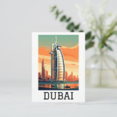 Retro Classic Travel Dubai VAE Postkarte (Stehend Vorderseite)