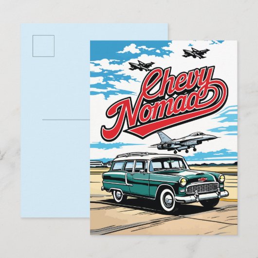 Retro Classic Wagon Sky Pop Art Illustration Print Postkarte (Vorne/Hinten)