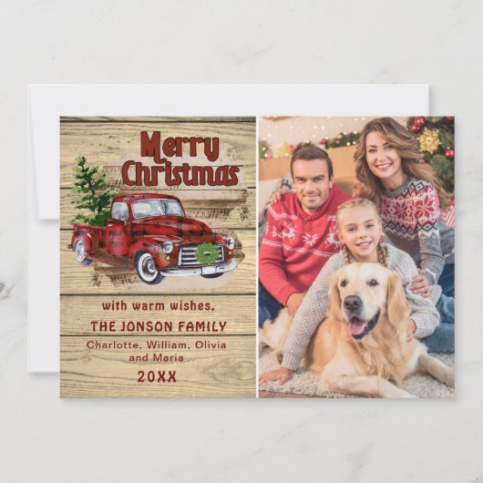 Retro Classic Weihnachtswagen FOTO Gruß Feiertagskarte (Vorderseite)