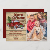 Retro Classic Weihnachtswagen FOTO Gruß Feiertagskarte (Vorne/Hinten)