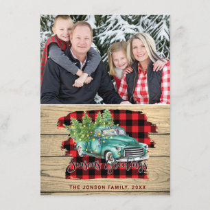Retro Classic Weihnachtswagen FOTO Gruß Feiertagskarte