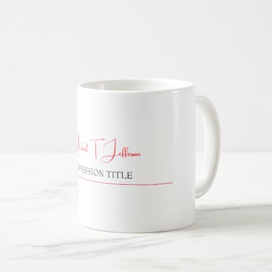 Retro Classical Elegante Schlicht Simple Red White Kaffeetasse (VorderseiteRechts)