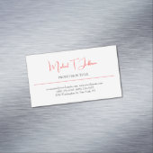 Retro Classical Elegante Schlicht Simple Red White Magnetische Visitenkarte (Beispiel)