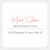 Retro Classical Elegante Schlicht Simple Red White Quadratischer Aufkleber (Vorderseite)