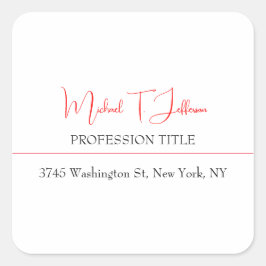 Retro Classical Elegante Schlicht Simple Red White Quadratischer Aufkleber