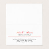 Retro Classical Elegante Schlicht Simple Red White Visitenkarten (Außenseite Aufgefaltet)