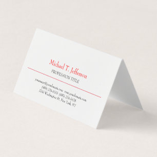 Retro Classical Elegante Schlicht Simple Red White Visitenkarten