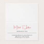 Retro Classical Elegante Schlicht Simple Red White Visitenkarten (Außenseite Aufgefaltet)