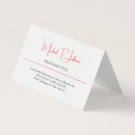 Retro Classical Elegante Schlicht Simple Red White Visitenkarten