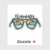 Retro Clearwater Beach Artwork auf beiden Seiten Aufkleber (Blatt)