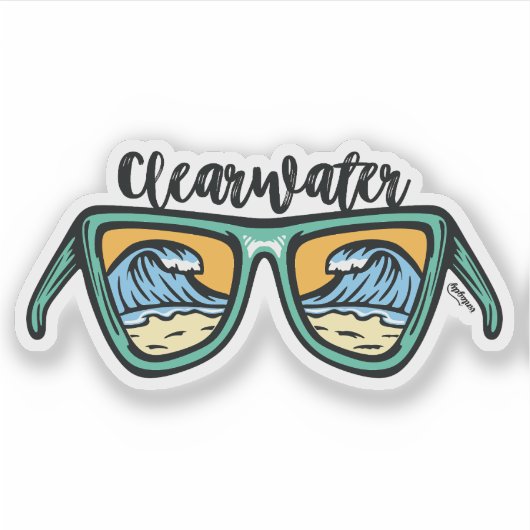 Retro Clearwater Beach Artwork auf beiden Seiten Aufkleber (Vorderseite)