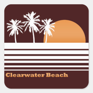 Retro Clearwater Strand-Aufkleber Quadratischer Aufkleber