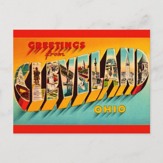 Retro Cleveland Ohio Postkarte (Vorderseite)