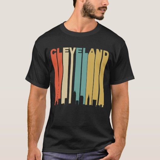 Retro Cleveland-Skyline T-Shirt (Vorderseite)