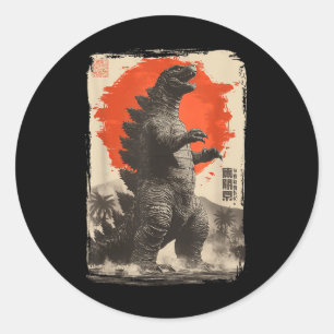Retro Clic Seltene japanische Kunst Riesen Kaiju Runder Aufkleber