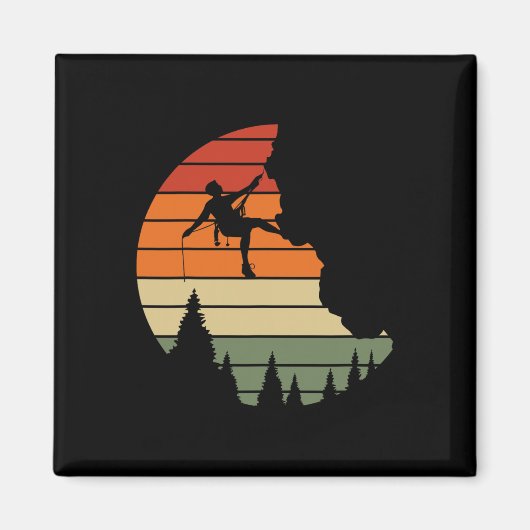 Retro Cliff Rock Kletterer Bergsteiger Magnet (Vorne)
